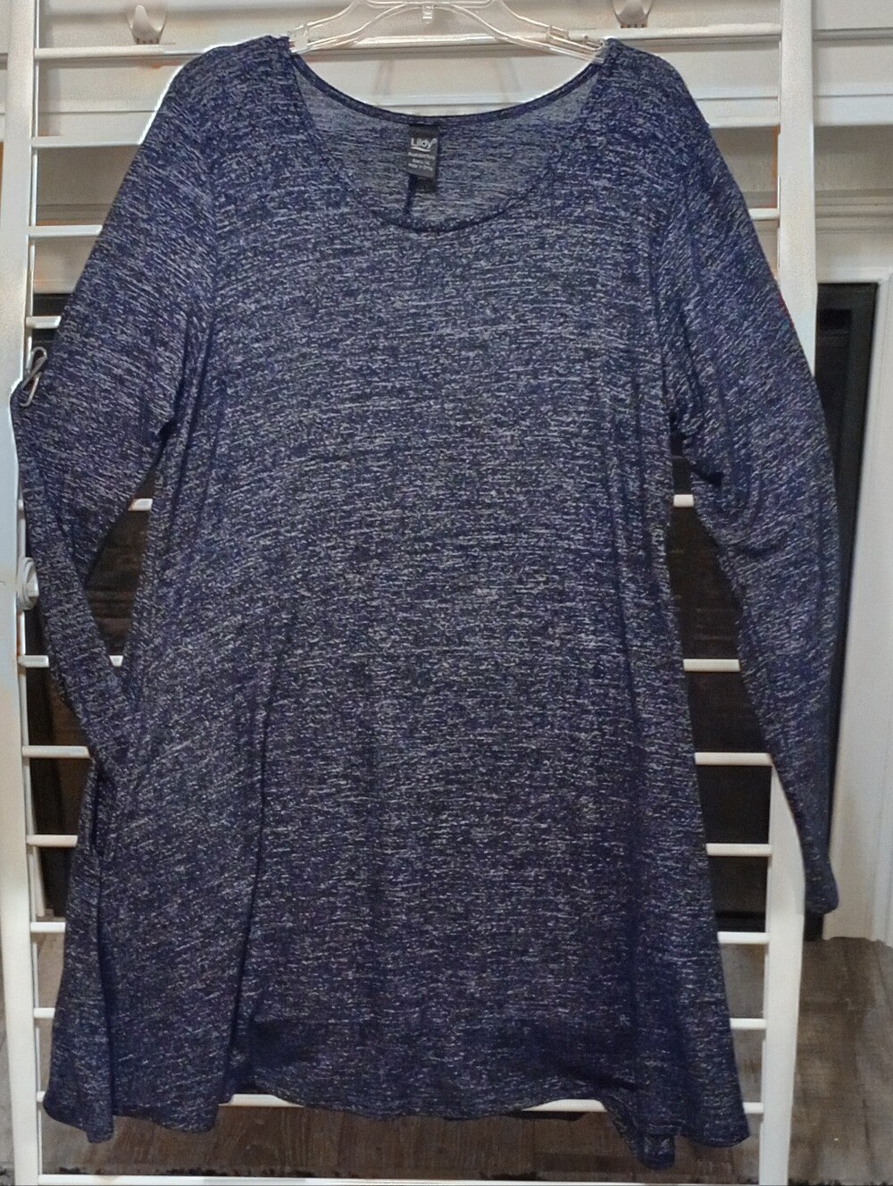 Lildy Navy Heathered Long Sleeve Tunic